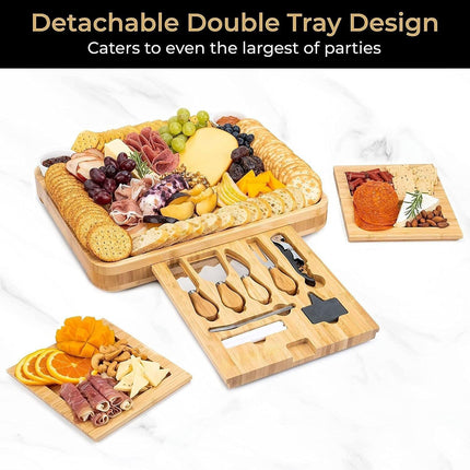 Elegant Bamboo Cheese Serving Board Set - Premium Entertaining Essentials - Très Elite