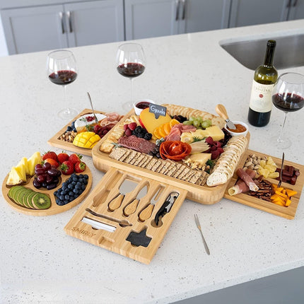 Elegant Bamboo Cheese Serving Board Set - Premium Entertaining Essentials - Très Elite
