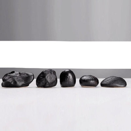 Elegant Black Stone Miniature Vase: Customizable Nature-Inspired Home Accent - Très Elite