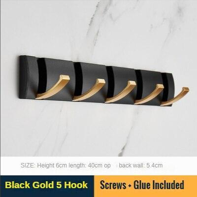 Elegant Black and Gold Foldable Wall Hook Rack for Stylish Storage Solutions