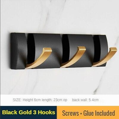 Elegant Black and Gold Foldable Wall Hook Rack for Stylish Storage Solutions