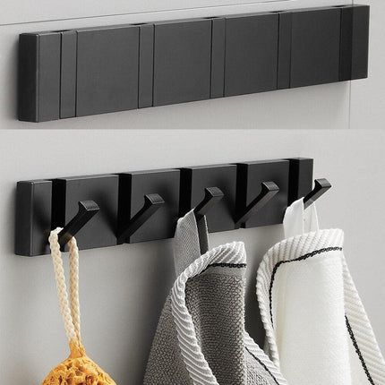 Elegant Black and Gold Foldable Wall Hook Rack for Stylish Storage Solutions - Très Elite