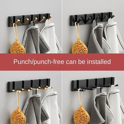 Elegant Black and Gold Foldable Wall Hook Rack for Stylish Storage Solutions - Très Elite
