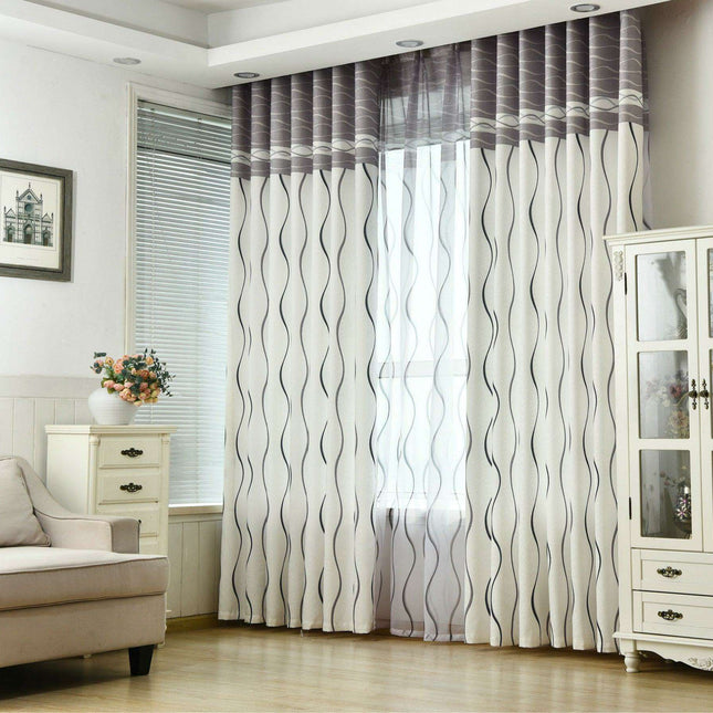 Elegant Black and White Geometric Window Curtains - Redefine Your Home with Style
