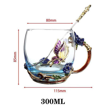 Elegant Blue Rose Enamel Crystal Tea Mug - Perfect for Special Celebrations - Très Elite