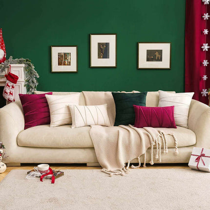 Elegant Bohemian Velvet Cushion Covers with Playful Pompoms