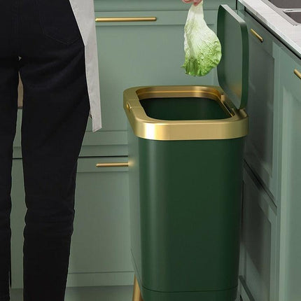 Elegant Botanica Gold 15L Waste Bin - Chic Solution for Stylish Home Cleanup - Très Elite