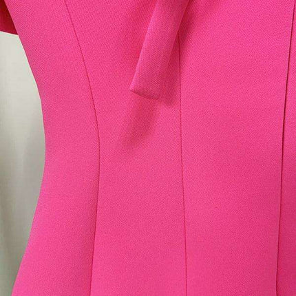 Elegant Bow-Detail Backless V-neck Dress with Short Sleeves - Très Elite
