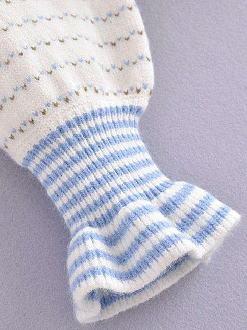 Elegant Bow-Embellished Knit Cardigan with Round Neck and Button Details