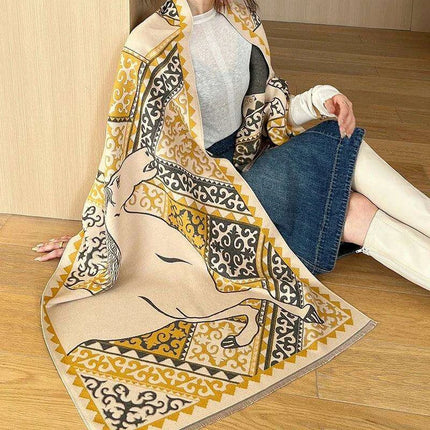 Elegant Cashmere-Blend Winter Shawl & Scarf with Unique Design - Très Elite