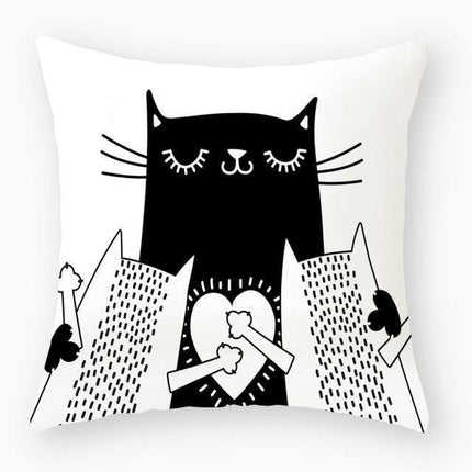 Elegant Cat-Themed Nursery Cushion Cover 18x18 inches - Très Elite
