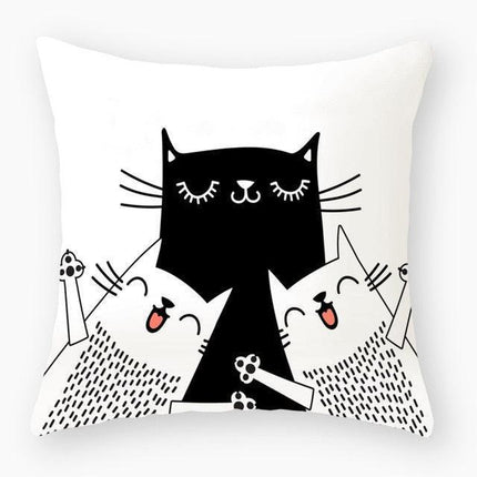 Elegant Cat-Themed Nursery Cushion Cover 18x18 inches - Très Elite