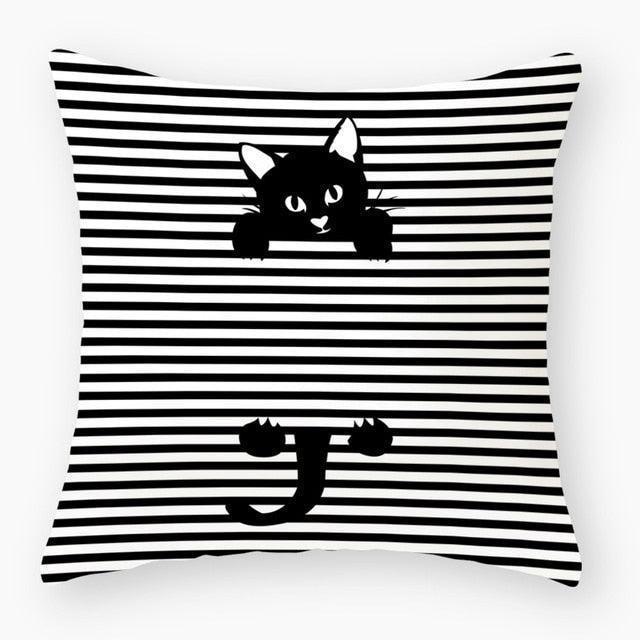 Elegant Cat-Themed Nursery Cushion Cover 45x45cm