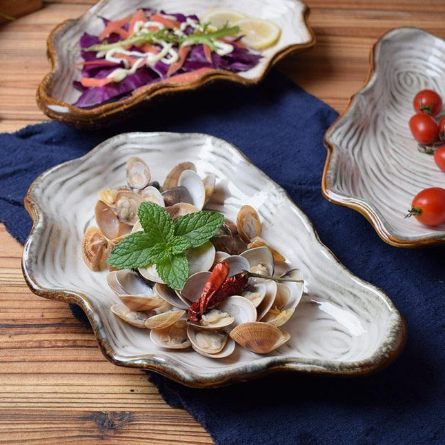 Elegant Ceramic Seashell Platter Set for Upscale Dining Experiences