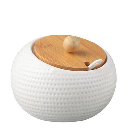 Elegant Ceramic Spice Jar Set with Symbolic Spoons - Premium Kitchen Seasoning Container - Très Elite