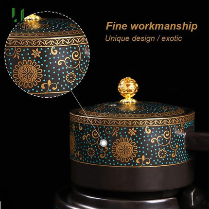 Elegant Ceramic Tea Set with Innovative Anti-Scald Rotating Teapot - Très Elite