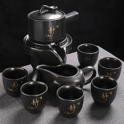 Elegant Ceramic Tea Set with Innovative Anti-Scald Rotating Teapot - Très Elite