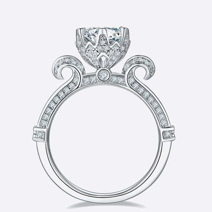 Elegant Certified Sterling Silver Ring with Lab Grown Diamond and Moissanite Accents - Très Elite
