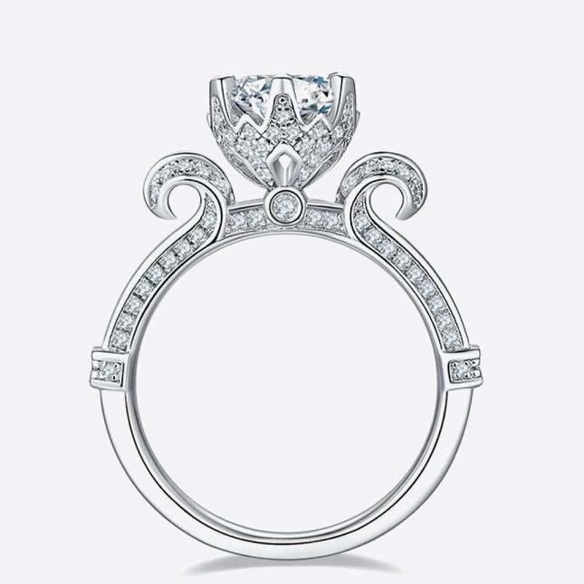 Elegant Certified Sterling Silver Ring with Lab Grown Diamond and Moissanite Accents