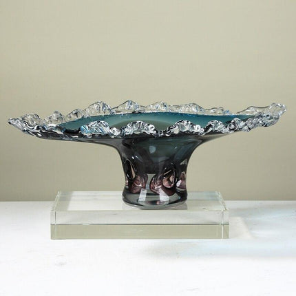 Elegant Cerulean Glazed Fruit Bowl