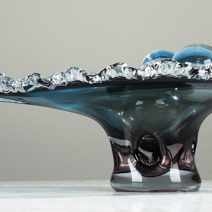 Elegant Cerulean Glazed Fruit Bowl