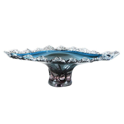 Elegant Cerulean Glazed Fruit Bowl