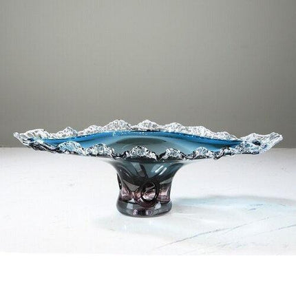 Elegant Cerulean Glazed Fruit Bowl