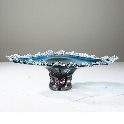 Elegant Cerulean Glazed Fruit Bowl