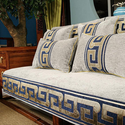 Elegant Chinese Plaid Sofa Protector