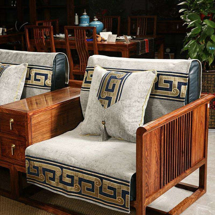 Elegant Chinese Plaid Sofa Protector