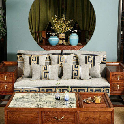 Elegant Chinese Plaid Sofa Protector