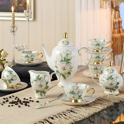 Elegant Chrysanthemum Bone China Tea Service Set - Très Elite