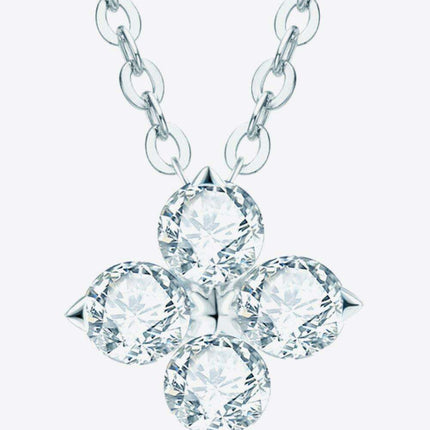 Elegant Clover Pendant Necklace with Lab-Diamonds in Platinum and Gold Finish - Très Elite