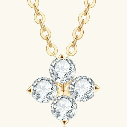 Elegant Clover Pendant Necklace with Lab-Diamonds in Platinum and Gold Finish - Très Elite