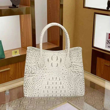 Elegant Crocodile-Embossed Leather Handbag for Sophisticated Women..