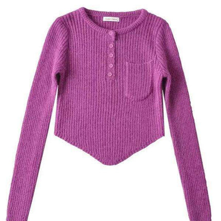 Elegant Curved Hem Knit Sweater for Women - Essential Winter Fashion Piece - Très Elite