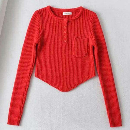 Elegant Curved Hem Knit Sweater for Women - Essential Winter Fashion Piece