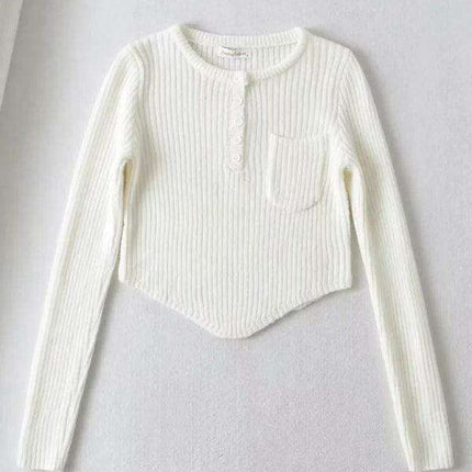 Elegant Curved Hem Knit Sweater for Women - Essential Winter Fashion Piece