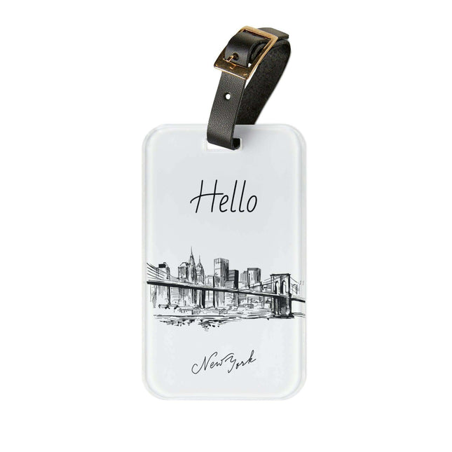 Elegant Customizable Acrylic Luggage Tag Duo with Premium Leather Straps