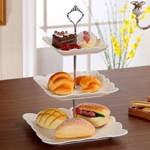 Elegant Customizable Crown Cake Stand in Stainless Steel with 3 Tiers - Très Elite