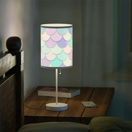 Elegant Customizable Mermaid Steel Base Table Lamp with Unique Printed Shade- Très Elite- Très Elite