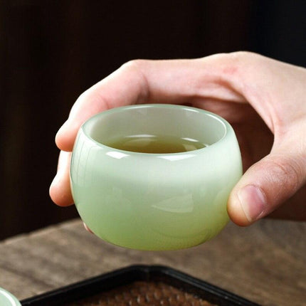 Elegant Cyan Jade Porcelain Tea Cup - A Tea Connoisseur's Essential - Très Elite