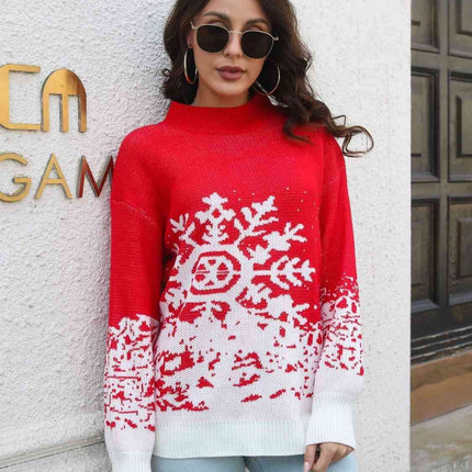 Elegant Diamond Print Winter Turtleneck Sweater - Très Elite