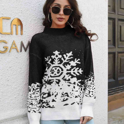 Elegant Diamond Print Winter Turtleneck Sweater - Très Elite