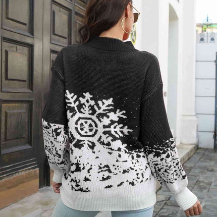 Elegant Diamond Print Winter Turtleneck Sweater - Très Elite