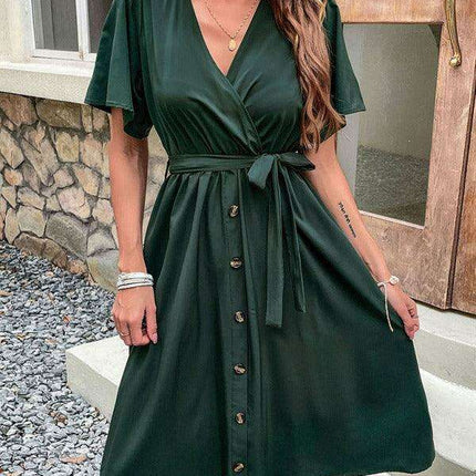 Elegant Elbow Sleeve Wrap Dress for a Timeless Sophisticated Look - Très Elite