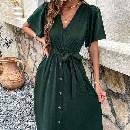 Elegant Elbow Sleeve Wrap Dress for a Timeless Sophisticated Look - Très Elite