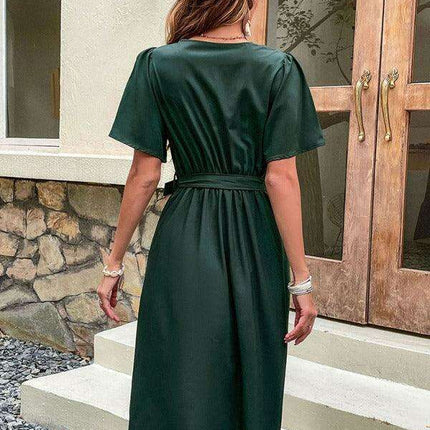 Elegant Elbow Sleeve Wrap Dress for a Timeless Sophisticated Look - Très Elite