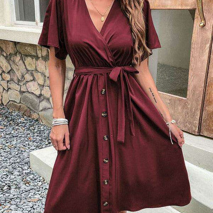 Elegant Elbow Sleeve Wrap Dress for a Timeless Sophisticated Look - Très Elite