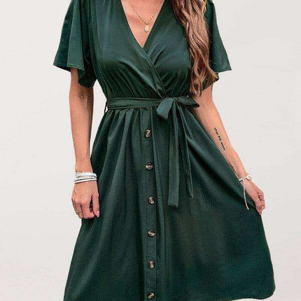 Elegant Elbow Sleeve Wrap Dress for a Timeless Sophisticated Look - Très Elite